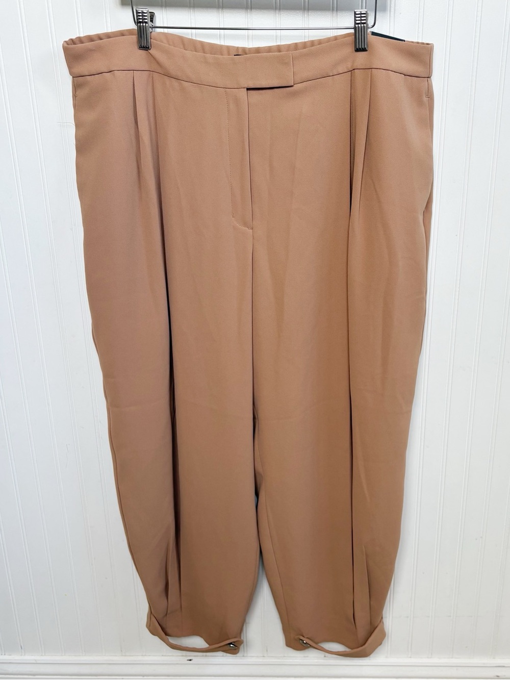 Express Women’s Size XL Camel Tan High Rise Ankle Pants Pleated Tapered NEW $80